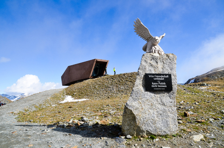 Timmelsjoch Pass in South Tyrol (Austria), Border between Austria and Italyの写真素材