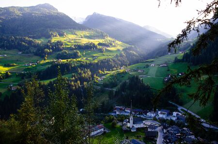 Moos in passeier in Autumn, Village in South Tyrol (Italy)の写真素材
