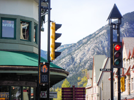 Canadian Rockies, in Banff the signal (Red Light)のeditorial素材