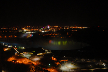 Niagara Falls with Illumination in Winterの写真素材