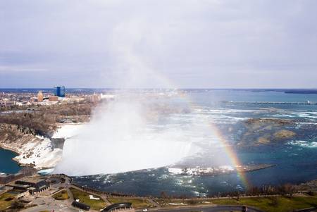 Niagara Falls with Rainbow in Winterの写真素材