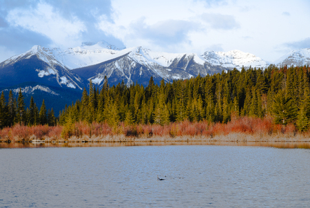 Vermilion Lake in Winter, Canadian Rockies, Alberta, Canadaの写真素材