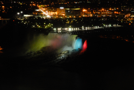 Niagara Falls with Illumination in Winterの写真素材