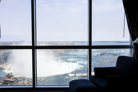 Niagara Falls in Winter-From Hotel Roomの写真素材