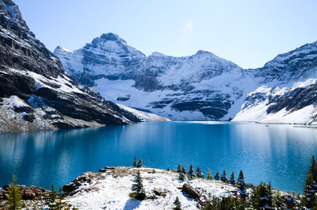Autumn Scenery of Lake McArthur, Yoho National Park, Canadian Rockiesの写真素材