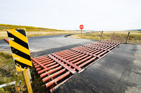 Texas Gate (Cattle Grid), Canmore, Canadaの写真素材