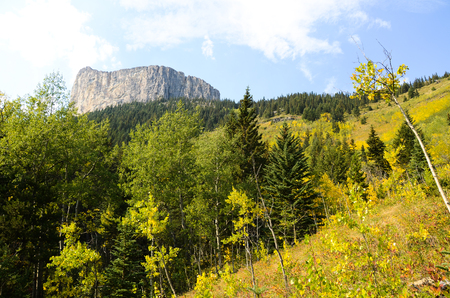 Yamnuska in Autumn, Canadian Rockiesの写真素材