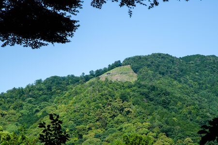 Mt. Daimonji of fresh verdure from Shinnyo-do Temple, Kyoto, Japanの写真素材