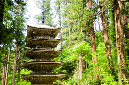 Five Stuck Pagada in Mt. Haguero, Yamagata, Japanのeditorial素材