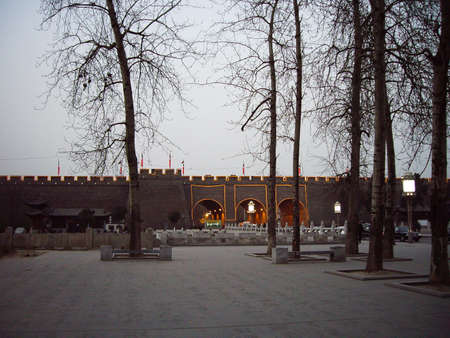 City Wall lighted up in Xi'an, Chinaのeditorial素材