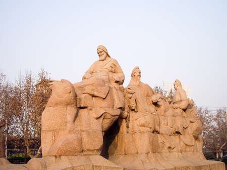 Monument for Starting Point of Silk Road, Xi'an, Chinaのeditorial素材