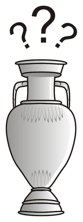 question marks on the football cupの写真素材