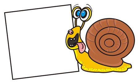 snail found a blank plateの写真素材