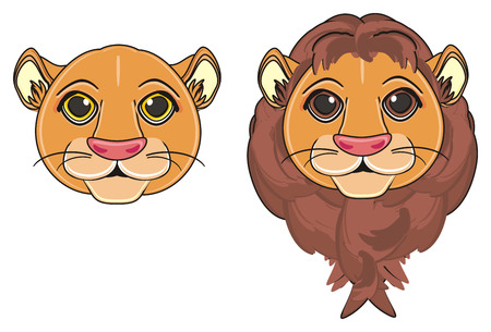 snouts of lion boy and lion girlの写真素材