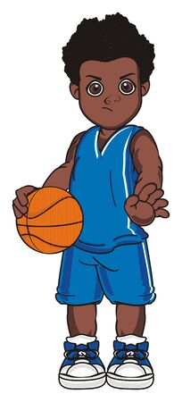 evil afro basketball player boy standの写真素材