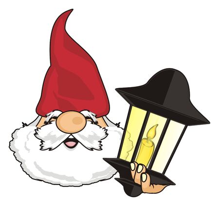 head of gnome with lampの写真素材