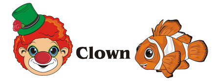 clown with clownfish and wordの写真素材