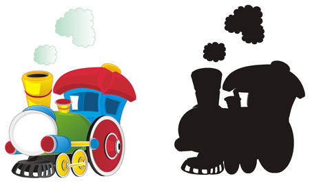 colored and solid black toy trainsの写真素材