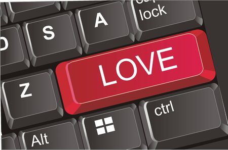 love button on keyboardの写真素材