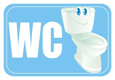 happy toilet on blue bannerの写真素材