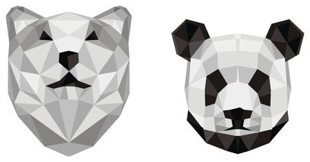 papercraft head of panda and bearの写真素材