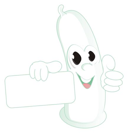 happy blue condom with clean posterの写真素材