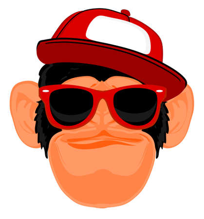 monkey with cap and sunglassesの写真素材