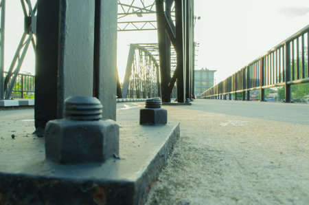 Iron bridge terminal  Across the Ping River  Chiang Mai の写真素材