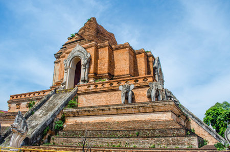 Ancient Chedi Luang One of the major temples in Chiang mai の写真素材
