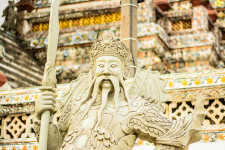 Ancient Chinese Sculpture Available in Wat Arun, Thailand       の写真素材