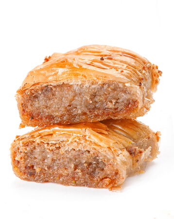 Baklava sweet dessert isolated on whiteの写真素材