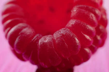 Raspberry fruit part macro detail view