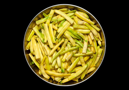 Green Beans prepared and choped closeupの写真素材