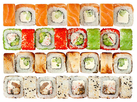 Rolls set closeup isolated on white backgroundの写真素材
