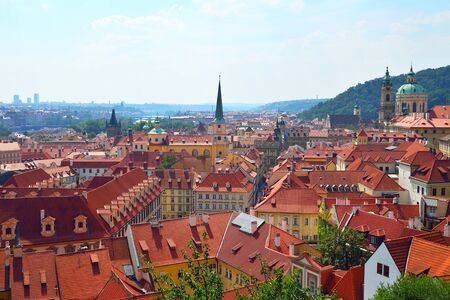 Red roofs of old Prague, a view from the castle hillのeditorial素材