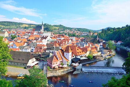 Cesky Krumlov day view during summer, Czech Republicのeditorial素材