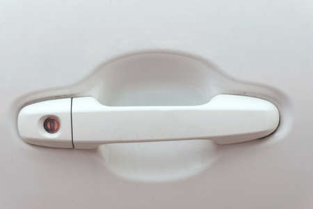 closeup red car door handlesの写真素材