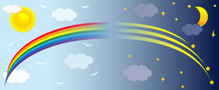 Panorama of sky, transition from day to night. Vector-Illustration.のイラスト素材