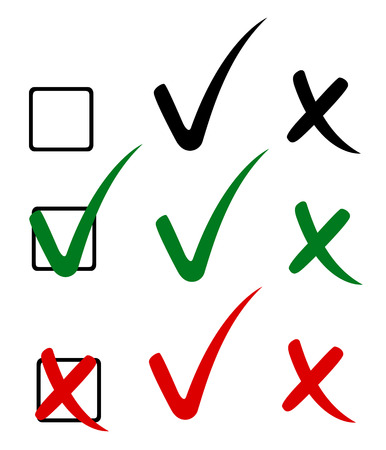Check mark, tick and cross. Vector illustration Check mark, tick and cross. Vector illustration