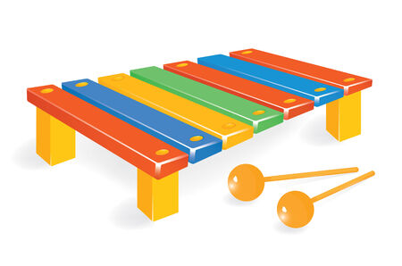 Wooden xylophone with mallet. Vector-Illustrationのイラスト素材