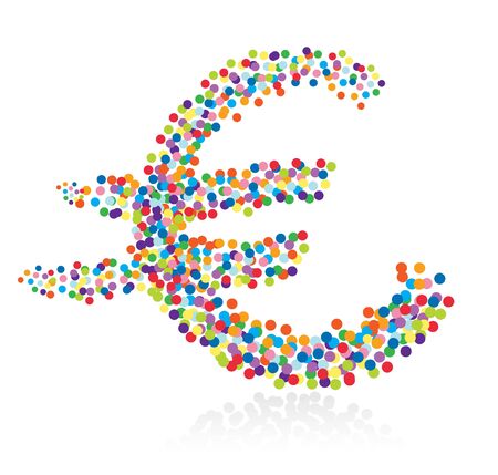 Confetti euro symbol on isolated white background. Vector-Illustrationのイラスト素材