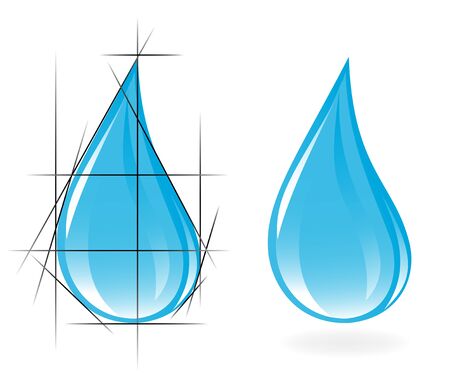 Sketch of clear water drop. Vector-Illustrationのイラスト素材