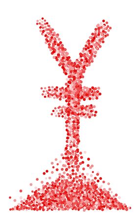 Confetti yen symbol on isolated white background. Vector-Illustrationのイラスト素材