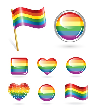 Set of rainbow buttonsのイラスト素材