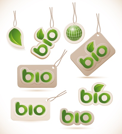 Set of labels bio signのイラスト素材