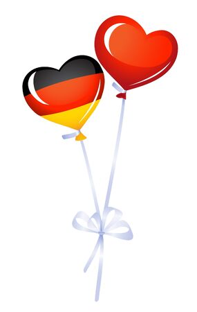 Two heart balloons. One in germany colorsのイラスト素材