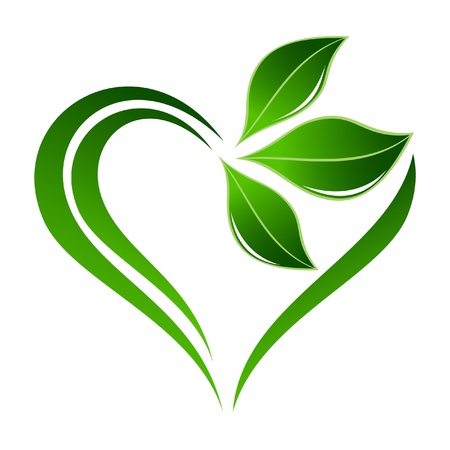 Abstract plant icon with heart element Abstract plant icon with heart element