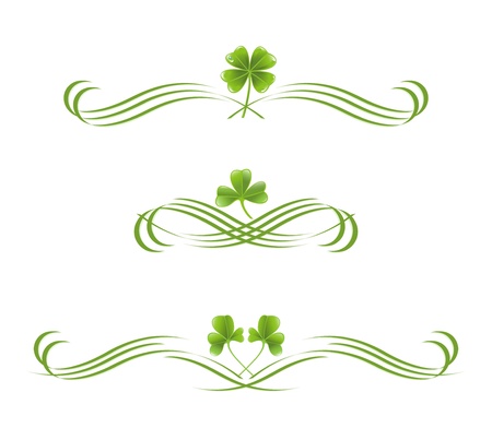 Elements in vintage style with clover leafs. Symmetric inwardのイラスト素材