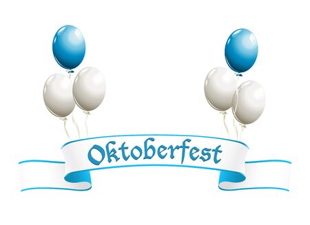 Oktoberfest banner with balloons in traditional colors of Bavariaのイラスト素材