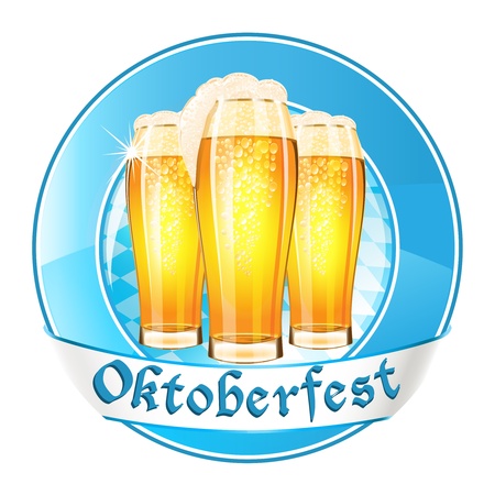 Oktoberfest round banner with ribbonのイラスト素材